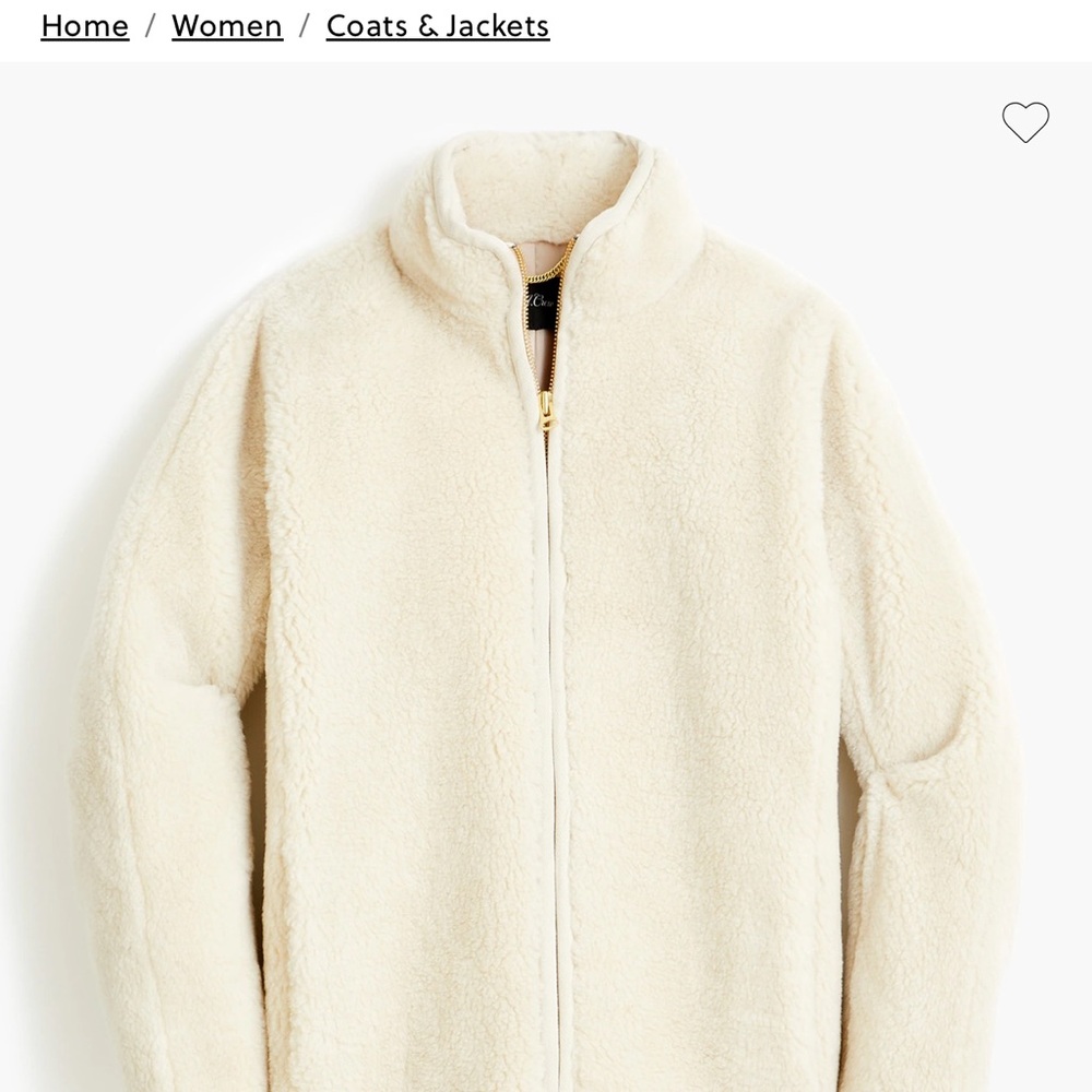 J. Crew Cream Teddy Jacket Plush Fleece High Collar size M